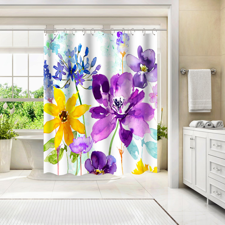 Bless international Botanical Shower Curtain Floral Shimmer by